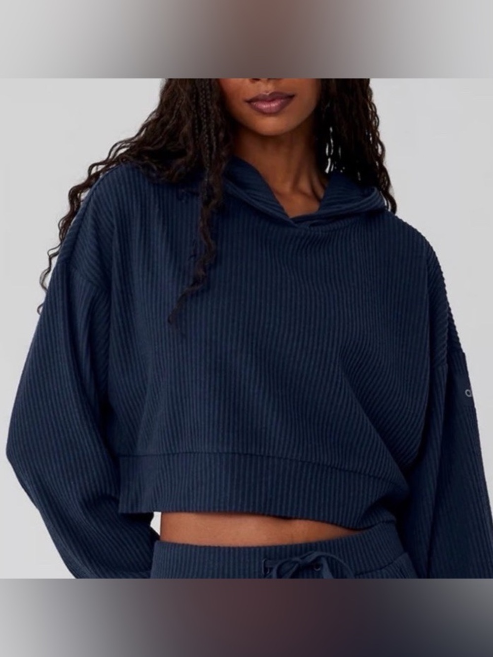 Alo Yoga Muse Hoodie Cropped Ribbed Size Small